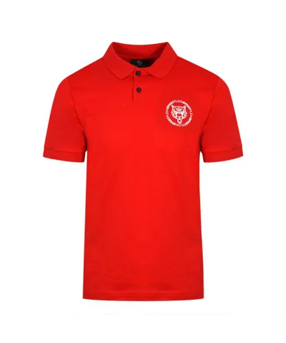 Plein Sport Mens Circle Chest Logo Red Polo Shirt Cotton