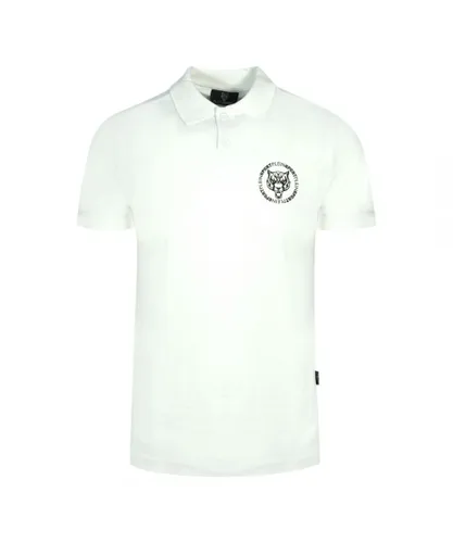 Plein Sport Mens Circle Chest Logo White Polo Shirt Cotton