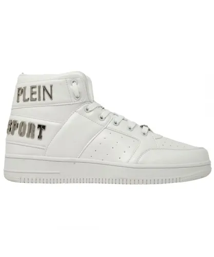 Plein Sport Mens Hi-Top Bold Brand White Sneakers Synthetic Leather