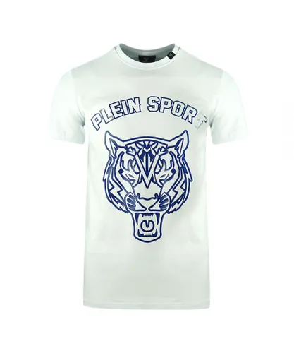 Plein Sport Mens Large Stencil Tiger Logo White T-Shirt
