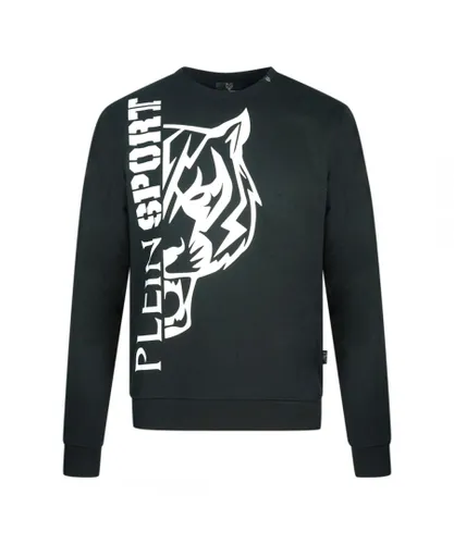 Plein Sport Mens Large Tiger Logo Black Jumper Cotton