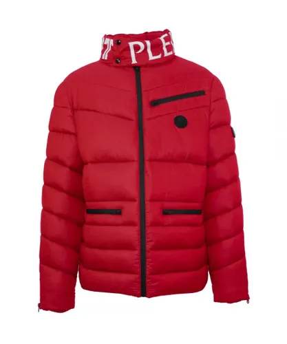 Plein Sport Mens Padded Bold Logo Red Jacket