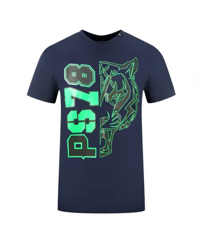 Plein Sport Mens PS78 Design Logo Navy Blue T-Shirt