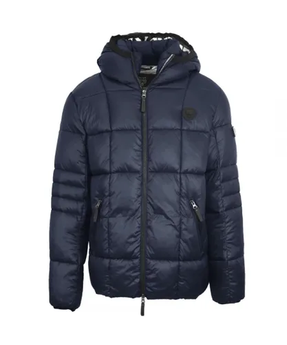 Plein Sport Mens Small Circle Logo Quilted Navy Blue Jacket