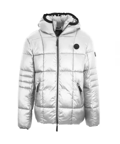 Plein Sport Mens Small Circle Logo Quilted White Jacket