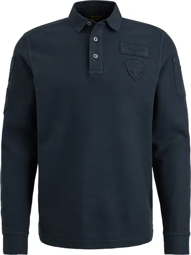 PME Legend Long Sleeve Polo Shirt Structure Navy Blue Dark Blue