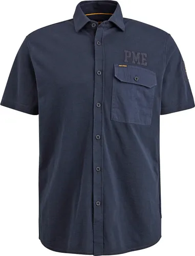 PME Legend Short Sleeve Shirt Jersey Piqué Navy Blue Dark Blue