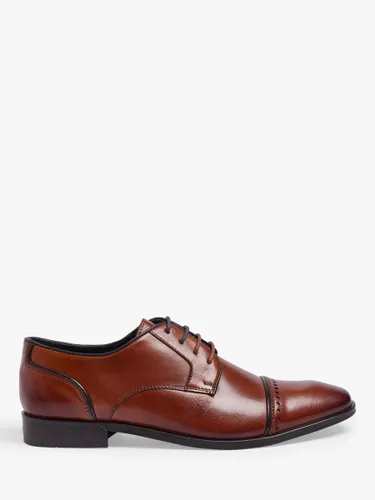 Pod Regus Leather Brogue Detail Shoes - Cognac - Male