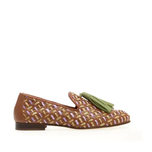 Poesie Veneziane , Braided Leather Slipper, Lilac and Green ,Multicolor female, Sizes: