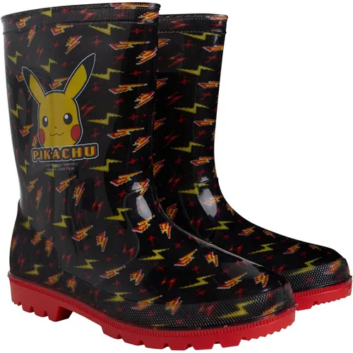 Pokemon Boys Grahy PVC Wellington Boots Black/Yellow/Red