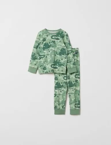 Polarn O. Pyret Boys Cotton Rich Dragon Pyjamas (1-10 Yrs) - 8-10Y - Green Mix, Green Mix