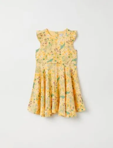 Polarn O. Pyret Girls Pure Cotton Floral Dress (1-10 Yrs) - 12-18 - Yellow Mix, Yellow Mix