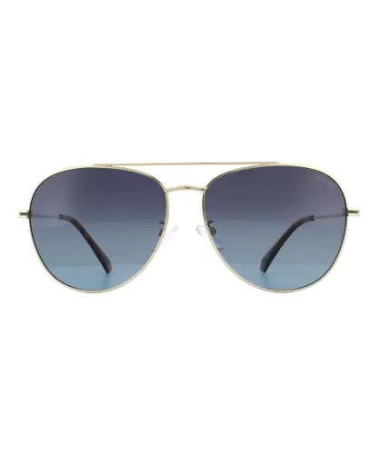Polaroid Aviator Mens Gold Grey Gradient Polarized Sunglasses Metal - One