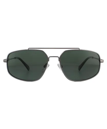 Polaroid Aviator Mens Ruthenium Green Polarized Sunglasses - Grey Metal - One