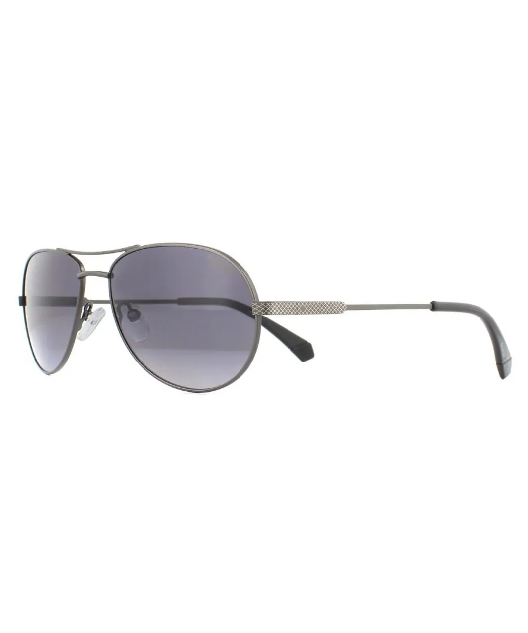Polaroid Aviator Mens Semi Matte Dark Ruthenium Grey Gradient Polarized Sunglasses Metal - One