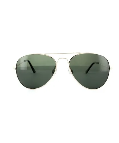Polaroid Aviator Unisex Gold Green Polarized Sunglasses Metal - One
