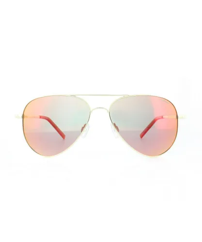 Polaroid Aviator Unisex Gold Red Mirror Polarized Sunglasses Metal (archived) - One