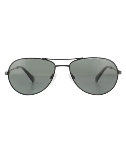 Polaroid Aviator Unisex Matte Black Green Polarized Sunglasses Metal - One