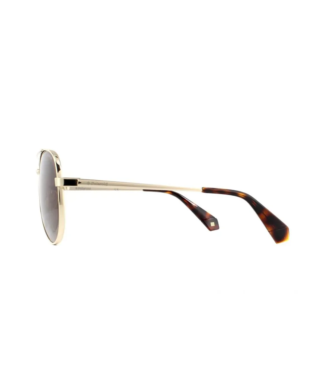 Polaroid Aviator Womens Gold Brown Gradient Polarized Sunglasses Metal - One