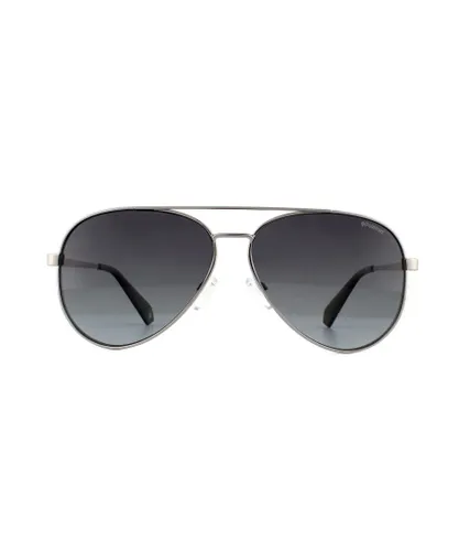 Polaroid Aviator Womens Ruthenium Grey Gradient Polarized Sunglasses Metal - One