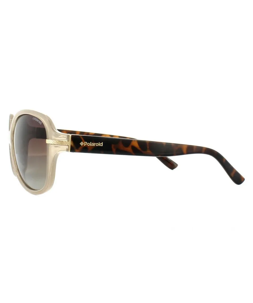 Polaroid Butterfly Womens Beige Havana Brown Gradient Polarized Sunglasses - One