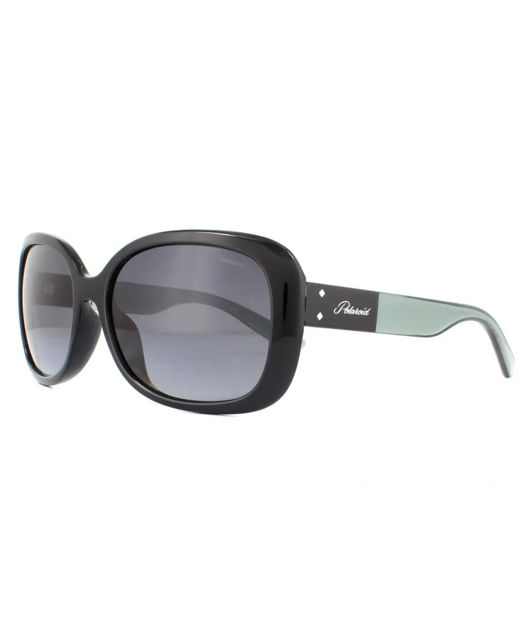Polaroid Butterfly Womens Black Grey Gradient Polarized Sunglasses - One