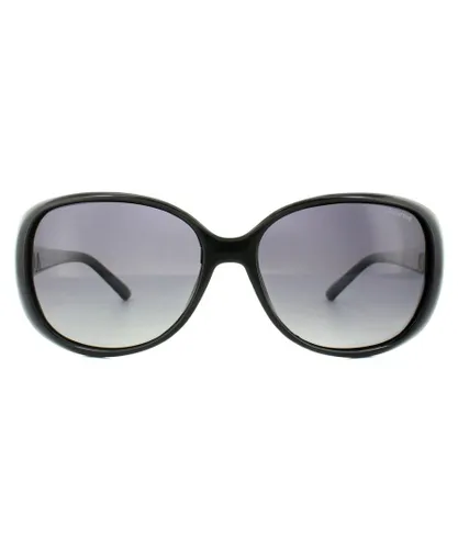Polaroid Butterfly Womens Black Grey Gradient Polarized Sunglasses - One