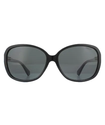 Polaroid Butterfly Womens Black Grey Polarized Sunglasses - One