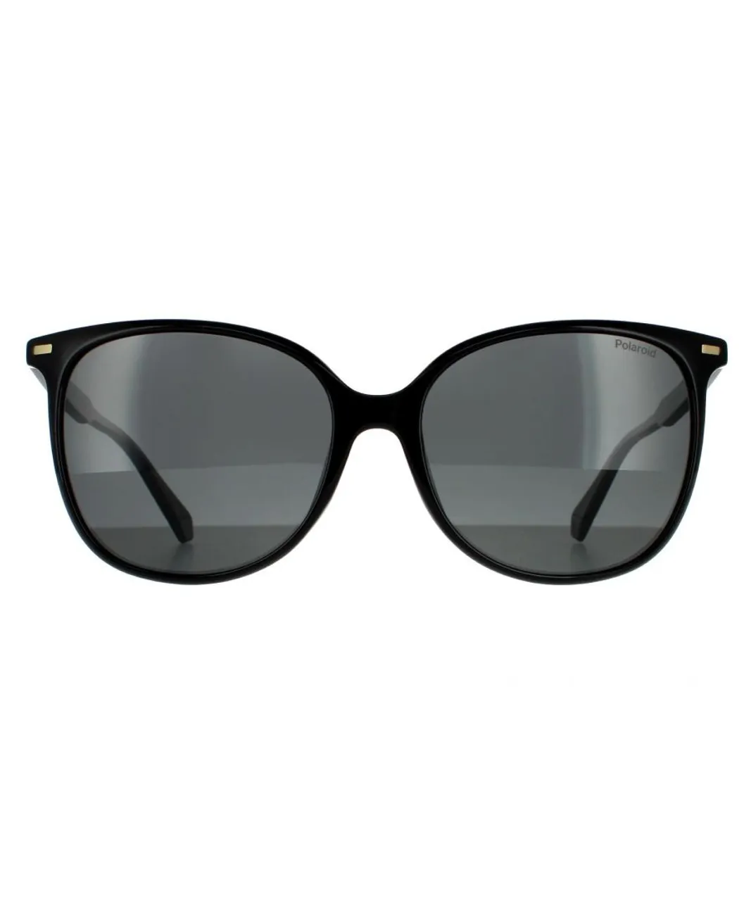 Polaroid Cat Eye Womens Black Grey Polarized Sunglasses - One