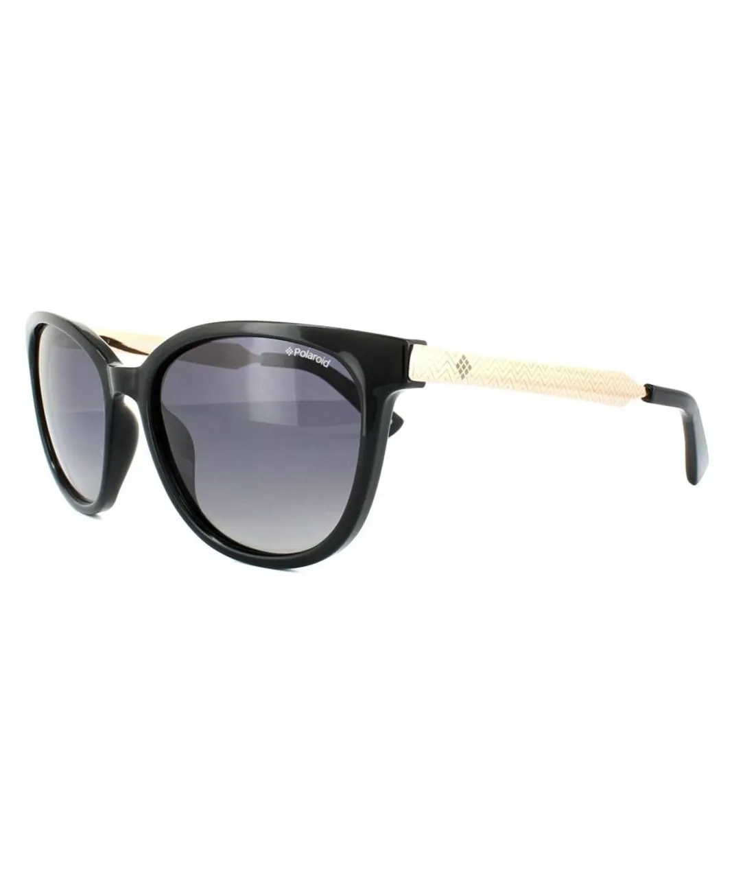 Polaroid Cat Eye Womens Black Rose Gold Grey Gradient Polarized Sunglasses Metal - One