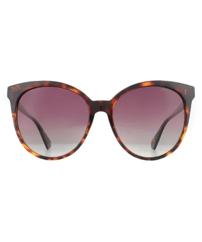 Polaroid Cat Eye Womens Havana Burgundy Gradient Polarized Sunglasses - Brown - One