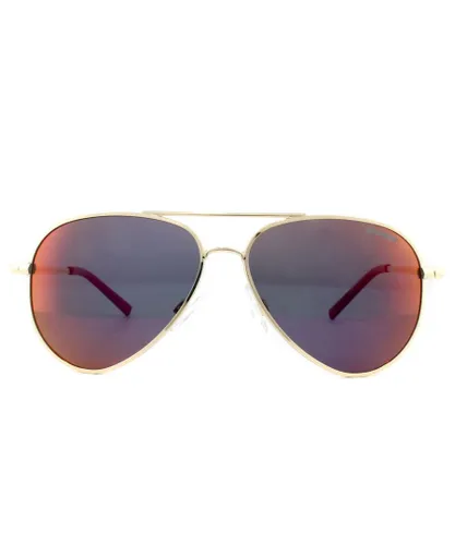 Polaroid Childrens Unisex Kids Aviator Kidss Gold Grey Pink Mirror Polarized Sunglasses Metal - One