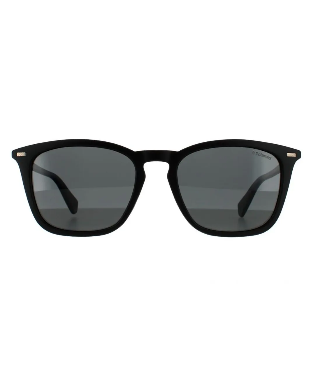 Polaroid Lightweight Square Unisex Matte Grey Polarized Sunglasses - Black
