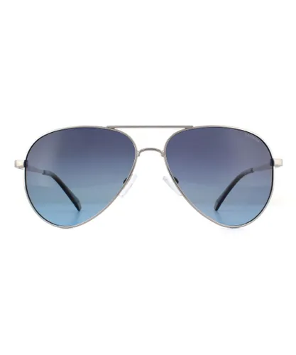 Polaroid Mens Classic Aviator Ruthenium Gradient Polarized Sunglasses - Grey