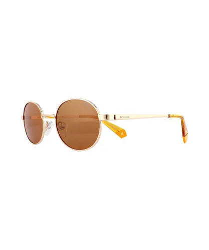 Polaroid Oval Unisex Gold Orange Copper Polarized Sunglasses Metal - One
