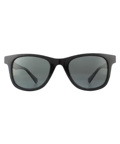 Polaroid Rectangle Mens Black Grey Polarized Sunglasses - One
