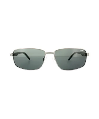Polaroid Rectangle Mens Grey Silver Black Polarized Sunglasses Metal - One