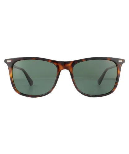 Polaroid Rectangle Mens Havana Green Polarized Sunglasses - Brown - One