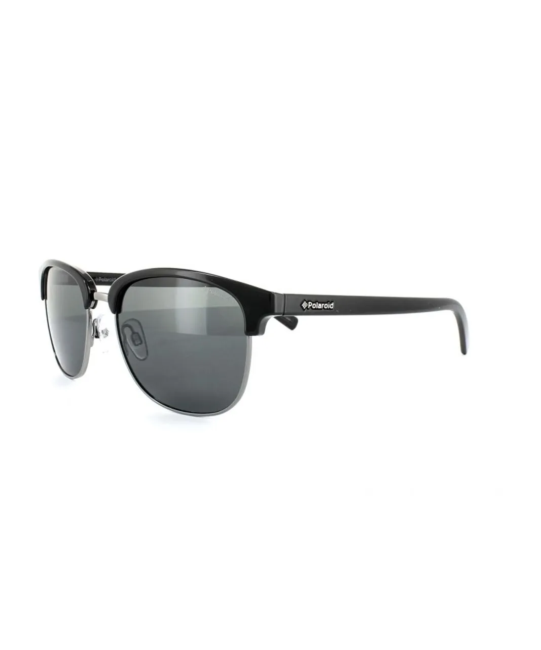 Polaroid Round Unisex Dark Ruthenium Grey Polarized Sunglasses Metal - One