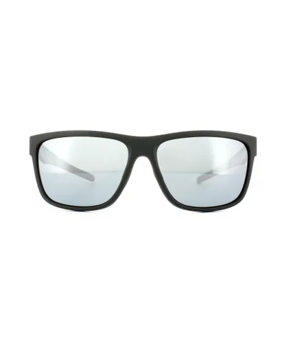 Polaroid Sport Rectangle Mens Black Red Grey Silver Mirror Polarized Sunglasses - One