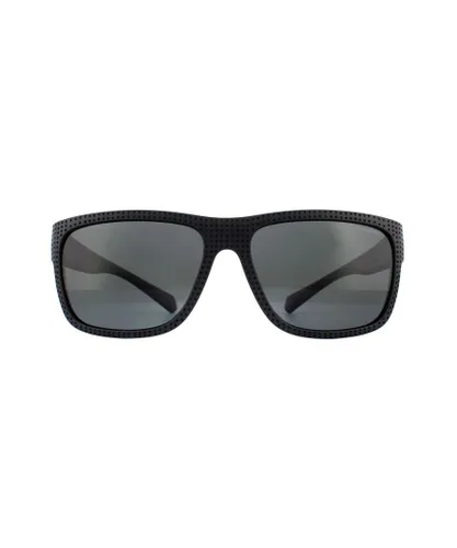 Polaroid Sport Rectangle Mens Matte Black Grey Polarized Sunglasses - One