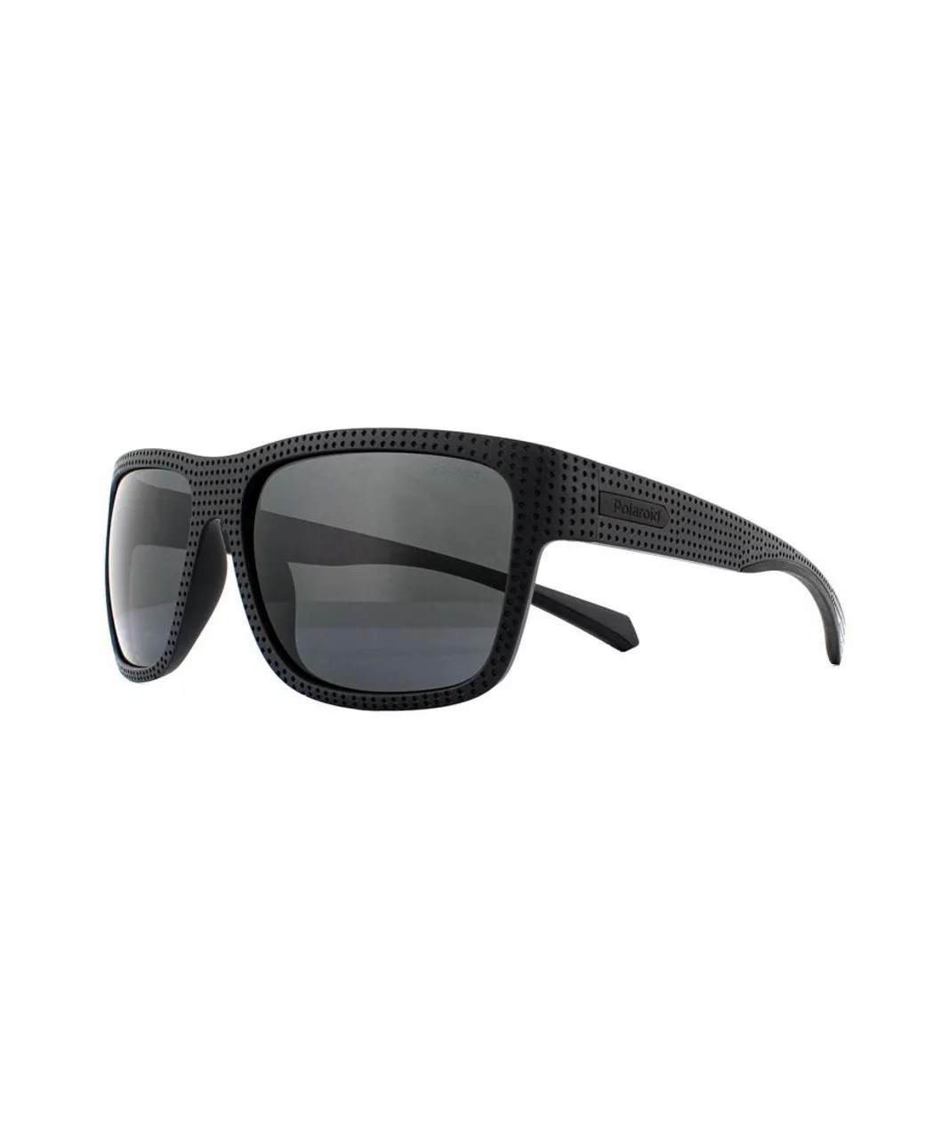 Polaroid Sport Rectangle Mens Matte Black Grey Polarized Sunglasses - One