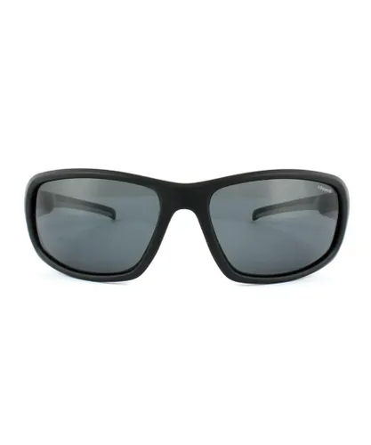 Polaroid Sport Wrap Mens Black & Grey Polarized Sunglasses - One
