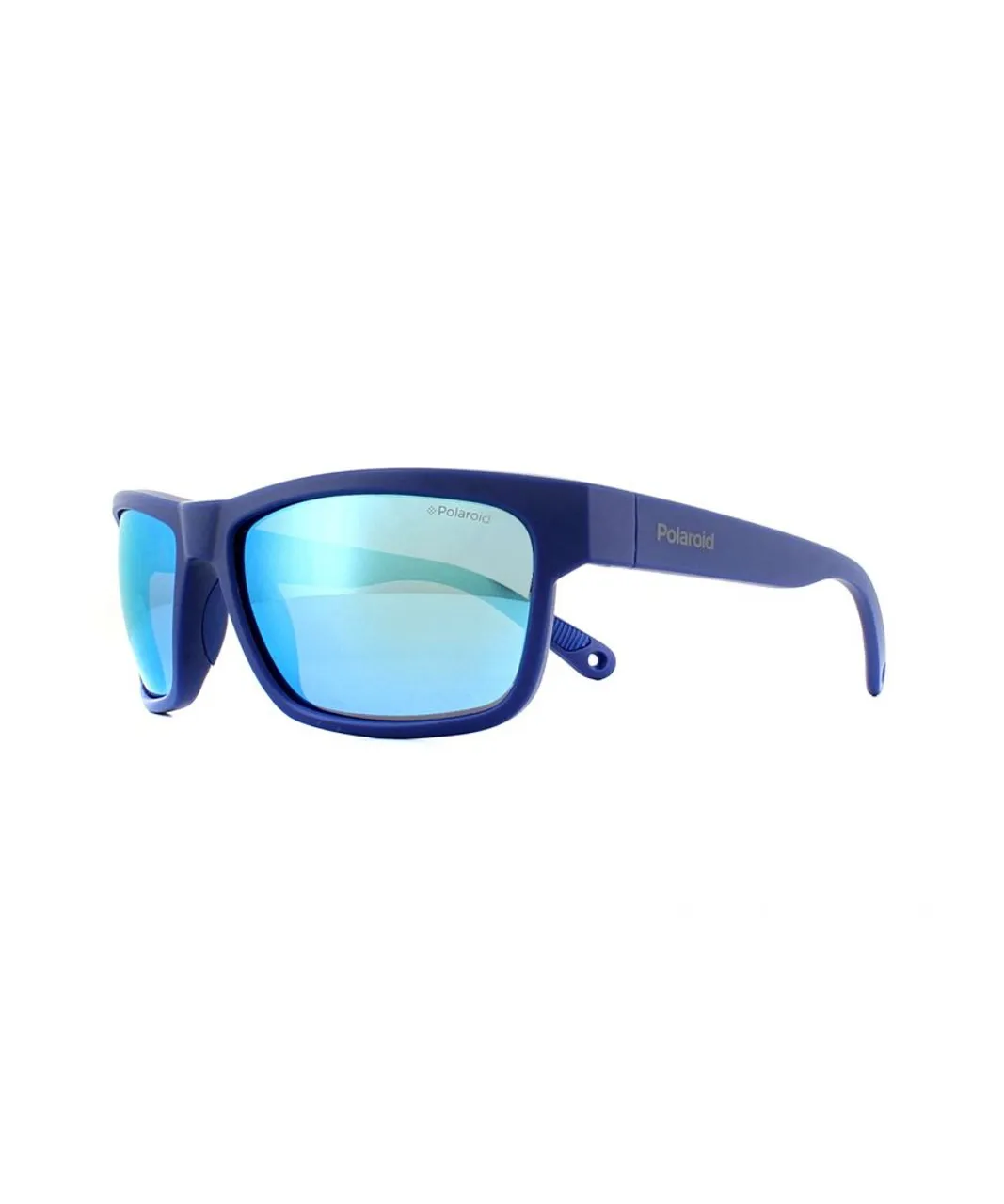 Polaroid Sport Wrap Mens Blue Mirror Polarized Sunglasses - One