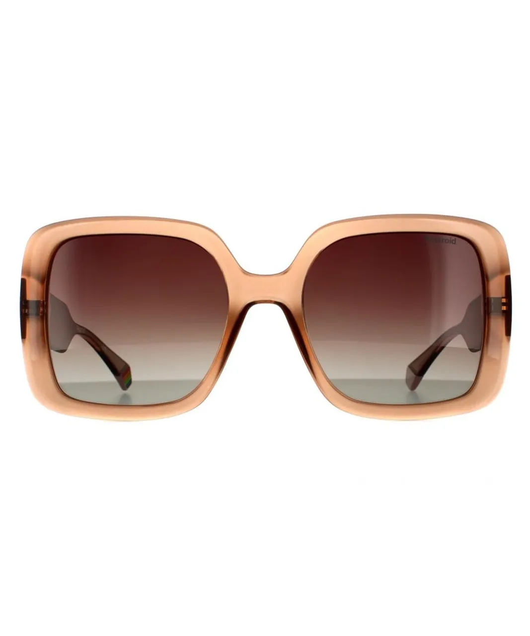 Polaroid Square Womens Beige Brown Gradient Polarized Sunglasses - One
