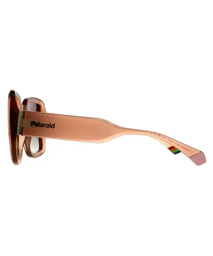 Polaroid Square Womens Beige Brown Gradient Polarized Sunglasses - One