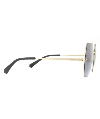 Polaroid Square Womens Gold Grey Gradient Polarized Sunglasses Metal - One