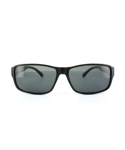Polaroid Suncovers Rectangle Womens Black Grey Polarized Sunglasses - One