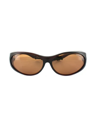 Polaroid Suncovers Wrap Womens Brown Copper Polarized Sunglasses - One