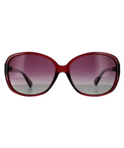 Polaroid Womens Ladies Slim Butterfly Violet Burgundy Gradient Polarized Sunglasses - Purple and Red